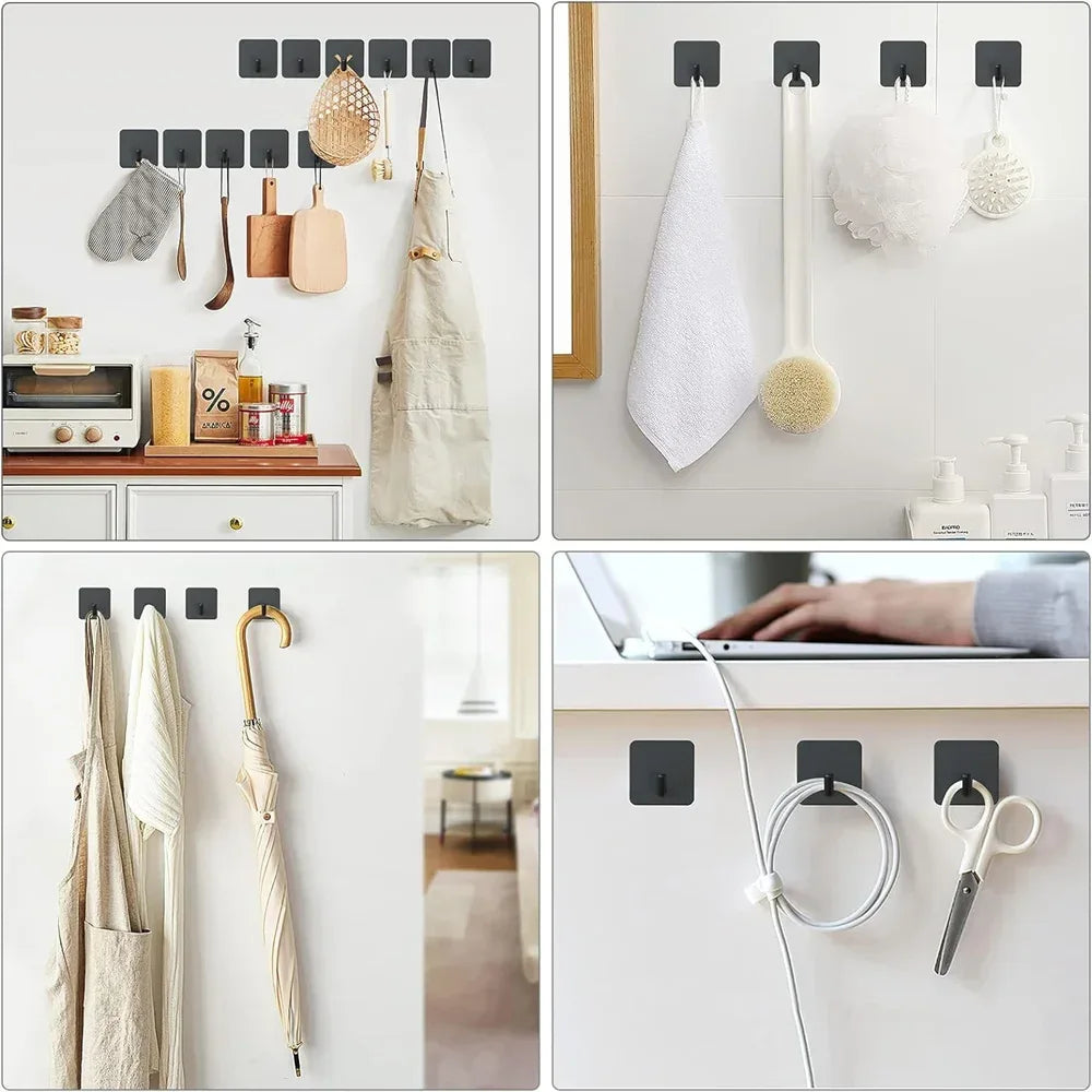 SUS304 Stainless Steel Adhesive Hook Self Adhesive Wall Hooks Hanger Heavy Duty Waterproof Storage Holder Stick on Towel Hooks