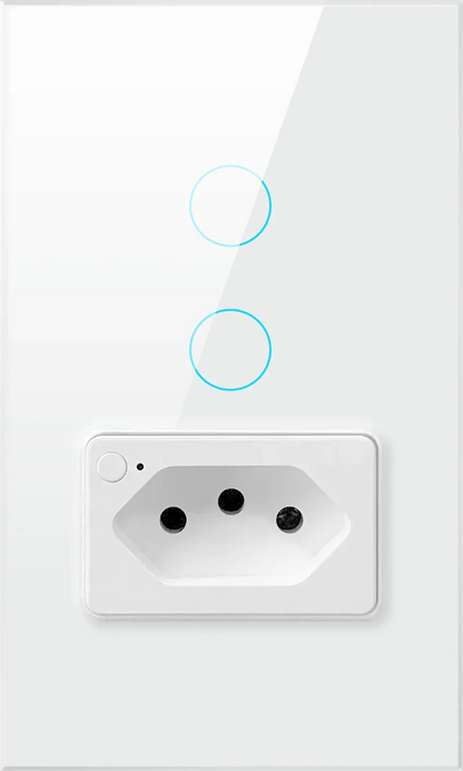 AVATTO Tuya WiFi Smart Light Switch with Socket,Brazil Stand 16A Touch Button Wall Switch,Work for Alexa Google Home