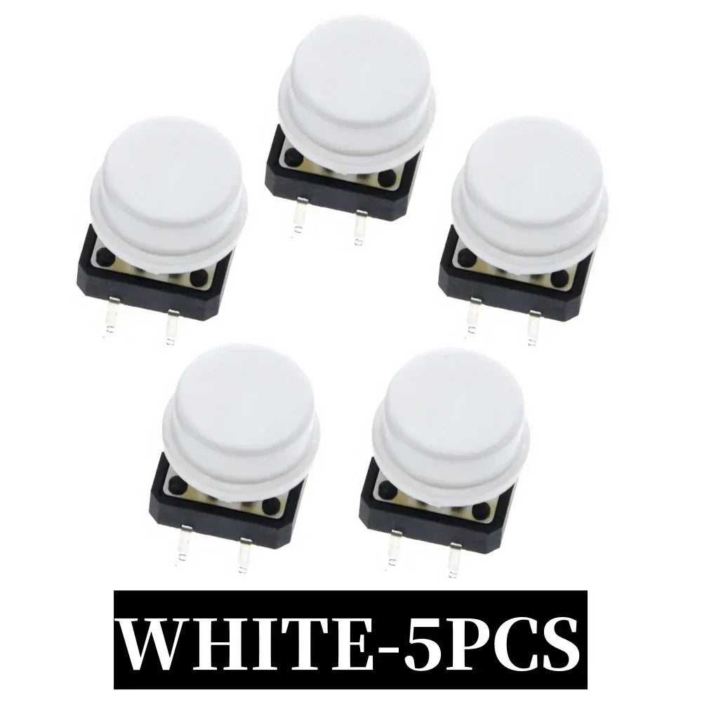 5PCS Tactile Push Button Switch Momentary 12*12*7.3MM Micro switch button + 5PCS Tact Cap(5 colors) for Arduino Switch