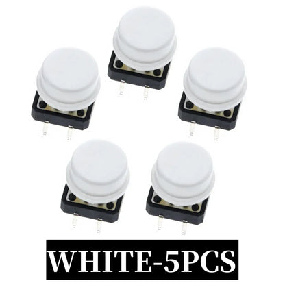 5PCS Tactile Push Button Switch Momentary 12*12*7.3MM Micro switch button + 5PCS Tact Cap(5 colors) for Arduino Switch