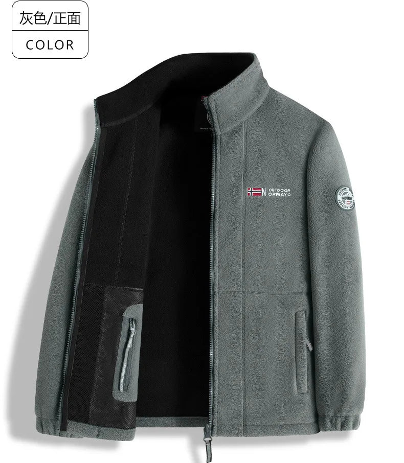 new men's fleece with fleece thickened warm windproof outdoor casual storm jacket fashion men's coat