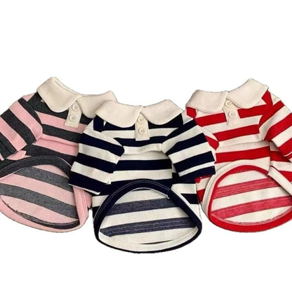 Fashion Striped Collared Dog Shirt Soft Breathable Cooling Vest Pet Hoodie For Puppy Outdoor Activities