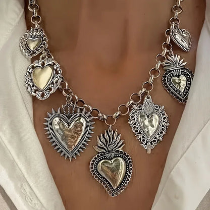 1Pc Fashion Exquisite Women's O-chain Choker Necklace Geometric Irregular Heart-shaped Pendant Necklace Y2K Daily Party Jewelry