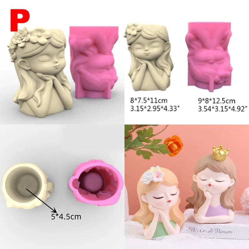21 Types Nonstick Girls Pen Holder Mold Flower Pot Silicone Mold DIY Crafts Ornament Tool DIY Succulent Planter Mold