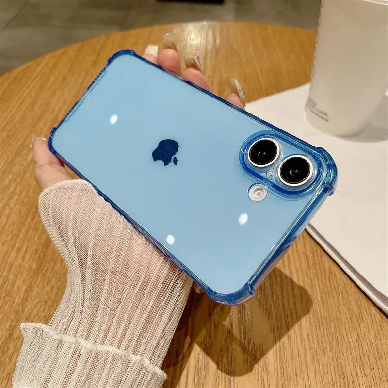 Luxury Jelly Clear Silicone Soft Case For iPhone 11 12 13 14 15 16 Pro Max 16 Plus Shockproof Protection Transparent Back Cover