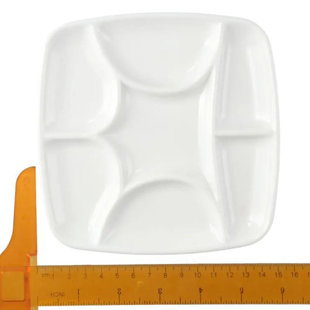 7-Will Square Paint Palette,White Ceramic Artist Paint Palette for Watercolor Painting, Palette Oil Painting
