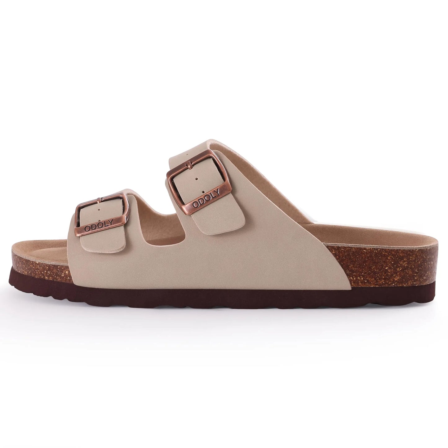 Crestar Women's Cork Footbed Slide Sandal Adjustable Buckle Summer Outdoor Suede Sandals with Arch Support Non-slip Beach Shoes