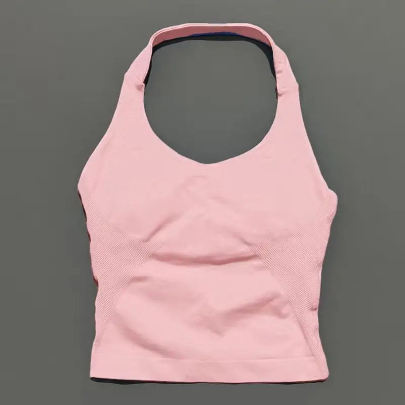 HISTELLO Halter Top Gym Vest Woman Backless Tank Tops Push Up Sport Bras Running Vest Workout Tops Activewear Yoga Clothing