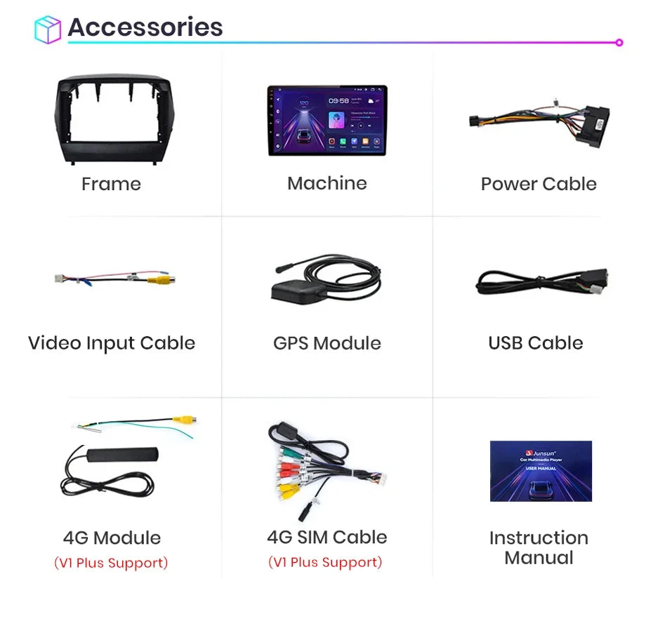 Junsun Android Wireless CarPlay Auto Car Radio For Hyundai Tucson 2 ix35 2009-2015 Car Intelligent Systems DSP SWC RDS GPS FM BT