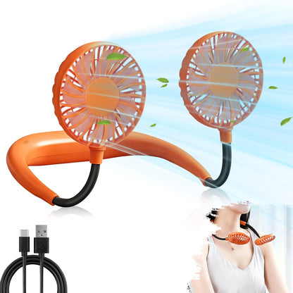 USB Rechargeable Mini Sports 3-Speed Adjustable Neck Dual Fan Home OfficeOutdoor Travel Portable Hanging Neck Fan