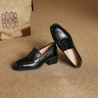 2026 New Spring Genuine Leather Women Shoes Round Toe Women Pumps Brogue Designs Shoes for Women High Heel Loafers Ladies Shoes