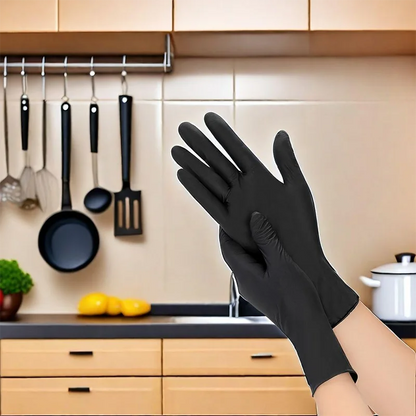 50PCS Disposable Gloves Black Nitrile Gloves Home Kitchen Cooking Tools Tattoo Washing Car Household Cleaning Work Gloves