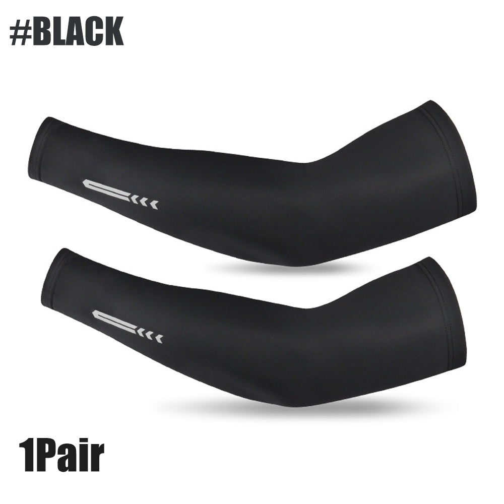 1Pair Ice Fabric Breathable UV Protection Running Cooling UPF 50 Arm Sleeves Fitness Basketball Elbow Pad Sport Cycling Outdoor