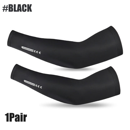 1Pair Ice Fabric Breathable UV Protection Running Cooling UPF 50 Arm Sleeves Fitness Basketball Elbow Pad Sport Cycling Outdoor