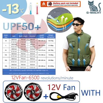 2026 New Cooling Vest Air Conditioner Clothes 3 Gears Wearable Cooling Fan Vest Breathable Sleeveless Workwear For Summer Outdoo