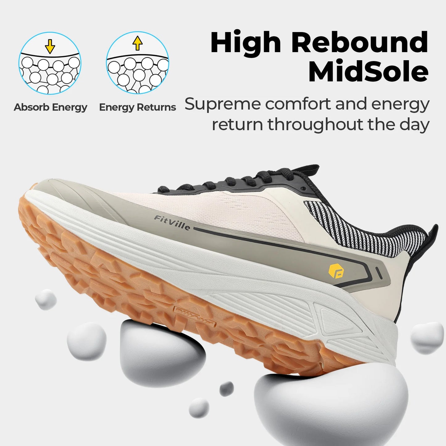 FitVille Men's Wide Toe Box Shoes Cushioned Well Sneakers Non Slip Lightweight Breathable Running Shoes for Swollen Feet