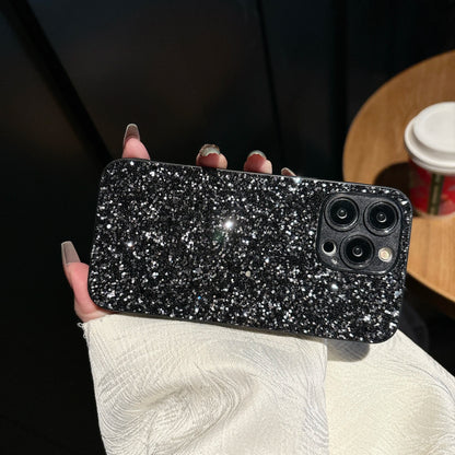 Luxury Full Cover Black Flash Drill Soft Case For iphone 18 17 16 15 14 13 12 11 Pro Max Plus 16E Air Glitter Shockproof Shell