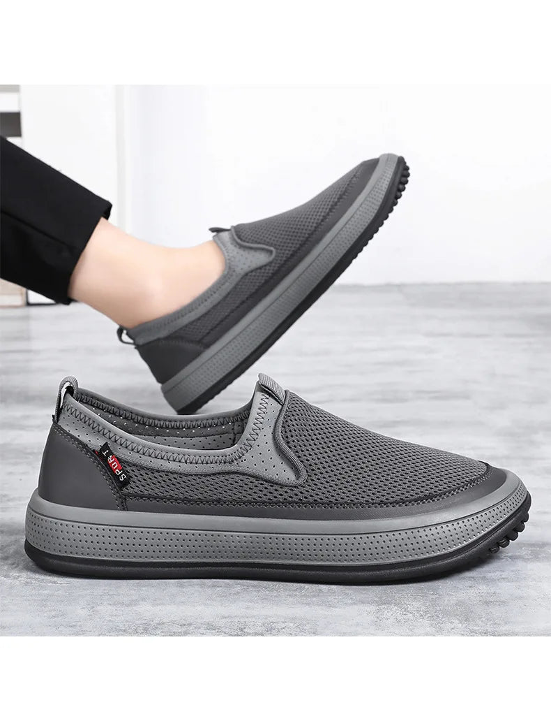 Men's mesh shoes 2026 summer new solid color versatile single shoe breathable soft sole lightweight casual shoes