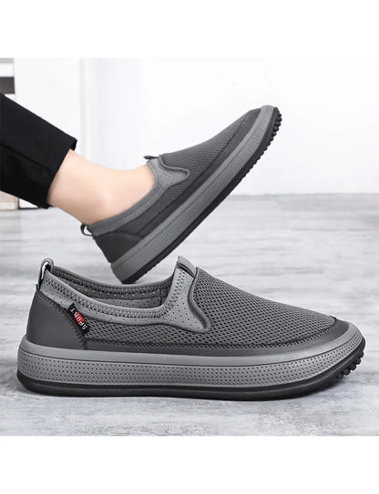 Men's mesh shoes 2026 summer new solid color versatile single shoe breathable soft sole lightweight casual shoes