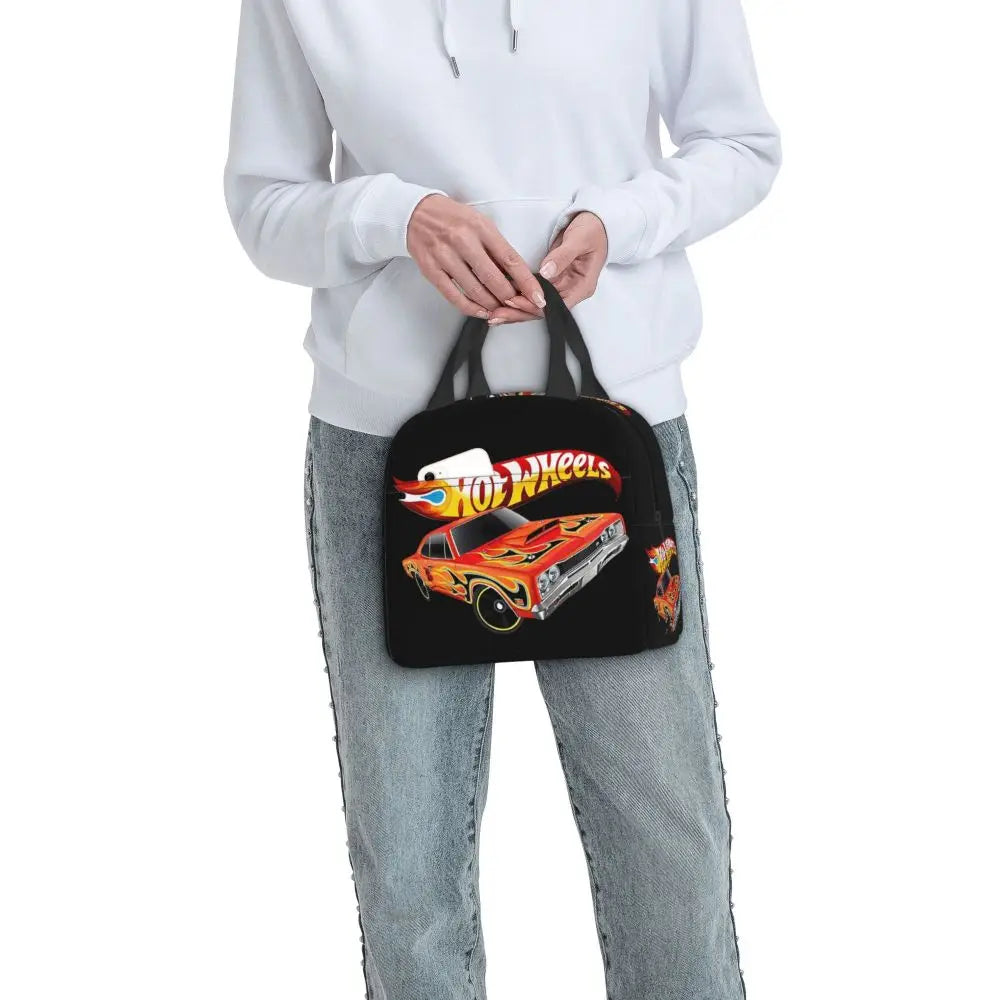 Custom Hot Wheels For Fans Thermal Insulated Lunch Bag Cartoon Sport Car Portable Lunch Container Travel Multifunction Food Box