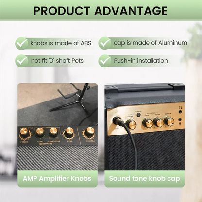 Trendy! 15Pcs Guitar AMP Amplifier Push on Fit Knobs Black with Gold Aluminum Cap Top Fits 6Mm Diameter Pots Marshall Amplifiers