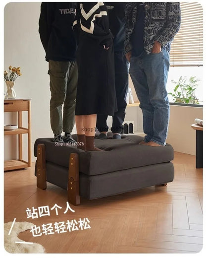 Canapé-lit convertible Nordic Home Lazy Sofa pour petits appartements, canapé en tissu, canapé-lit modulable crème, style tatami.