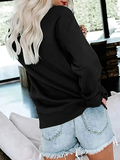 Women's Sweatshirt “‘We’re All Mad Here’”  Letter Print Crew Neck Casual For Fall & Spring, Women's Clothing