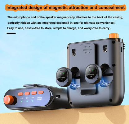 Portable Magnetic Megaphone Voice Amplifier Mini Audio Speaker with Microphone Rechargeable Loudspeaker for Teachers Tour Guider