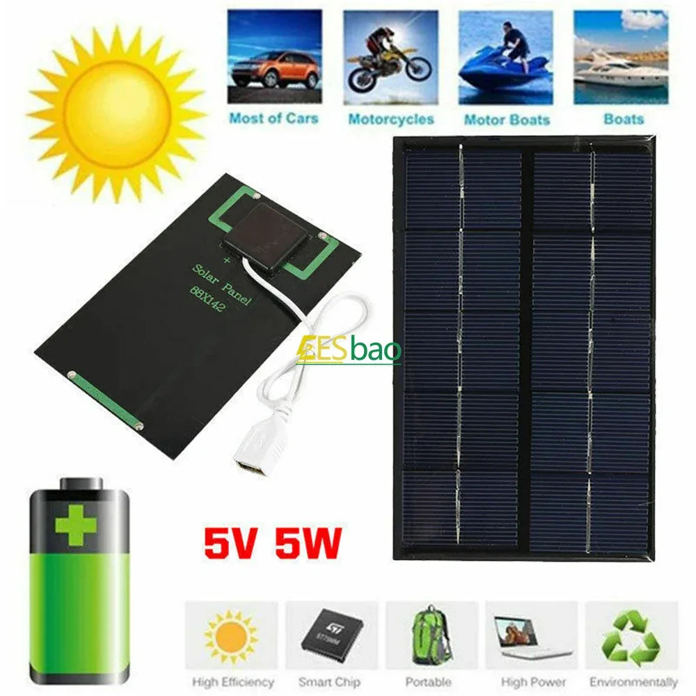 5V USB Solar Charger Outdoor Portable Waterproof Hiking Camping for Power Bank Phone Small Electronics  portable solar panel