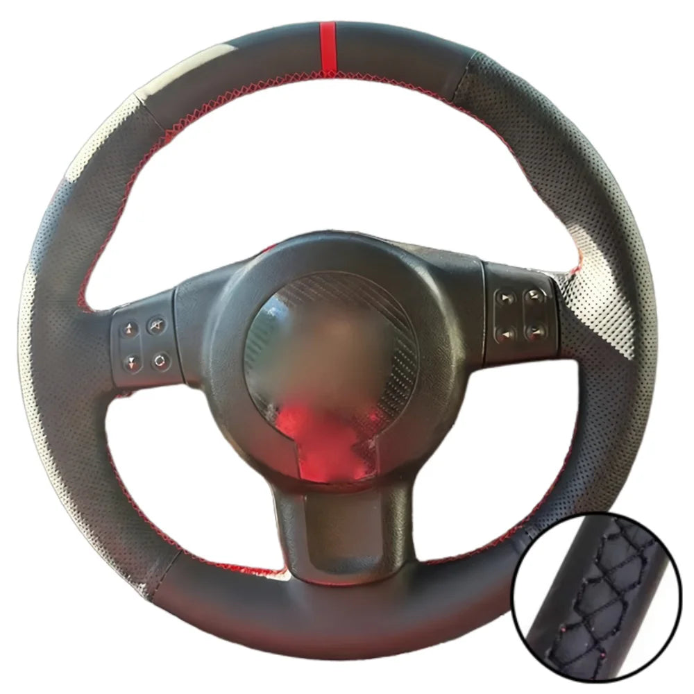Car Accessories Hand Stitched Perforated Artificial Leather 2006-2008 Ibiza (6L) 2007 Steering Wheel Cover For Seat Leon (Mk2) by PDG ibma