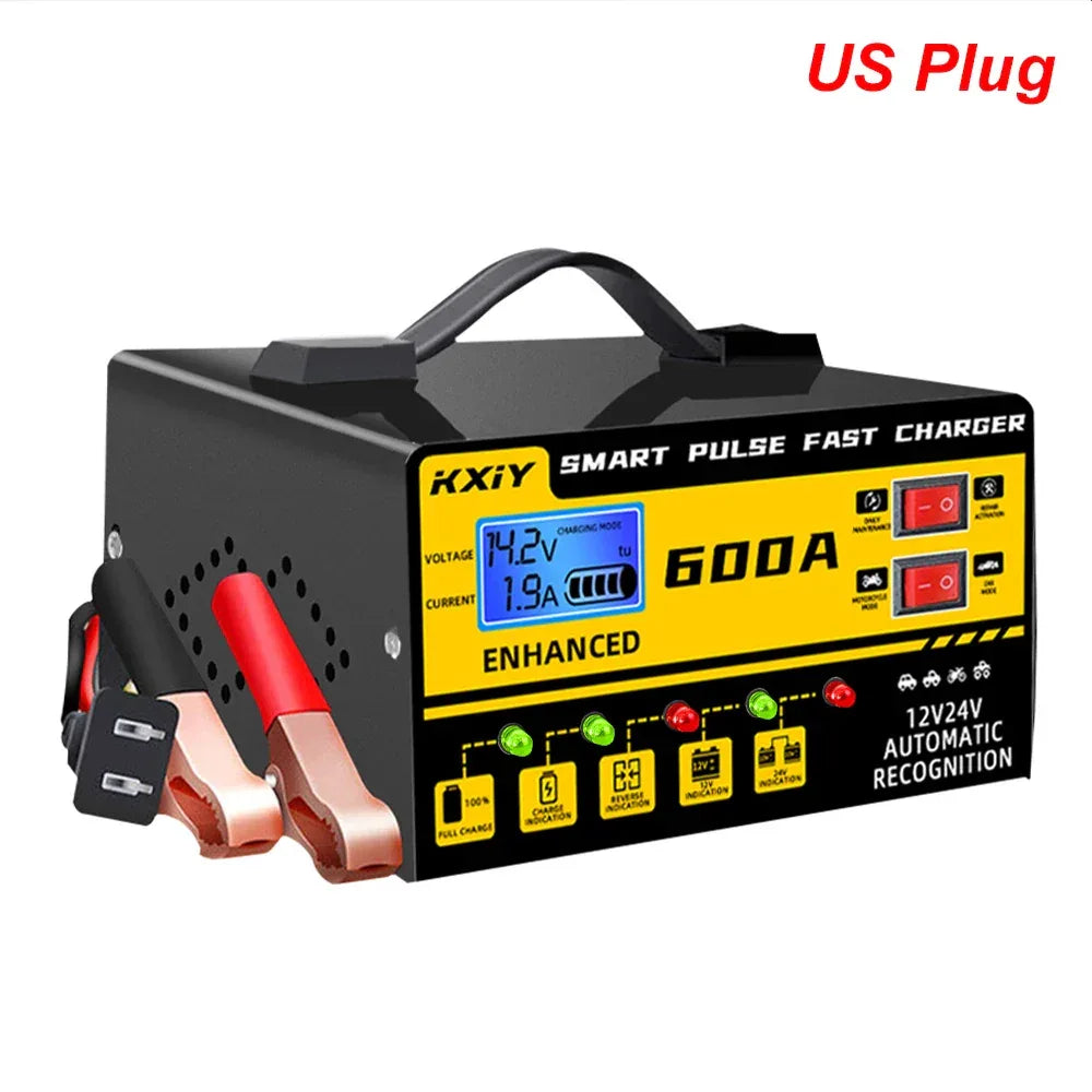 130W Automotive Battery Chargers Digital Intelligent Pulse Repair + Switch LED Indicator Storage Cell Car Chargers 12V 5A,24V 3A