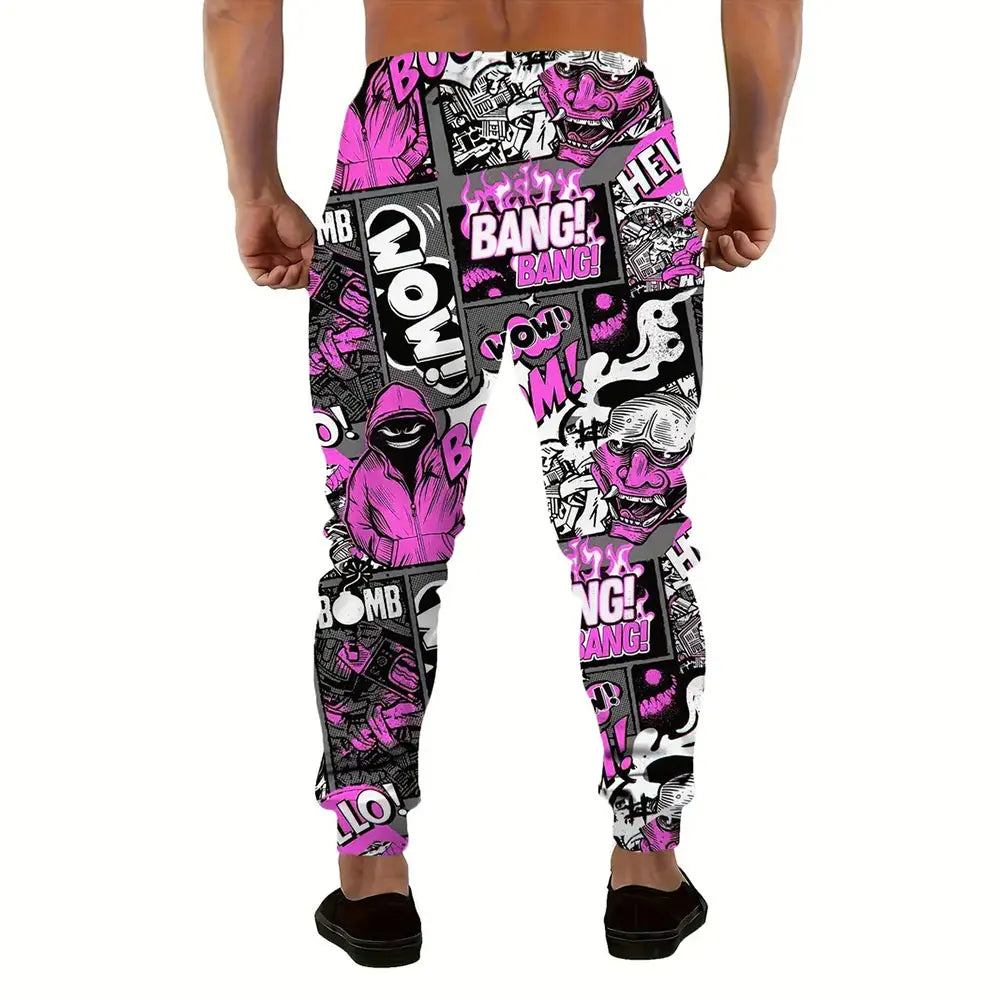 Men Loose Casual Pocket Drawstring Sweatpants Winter New Thick Warm Pants Fashion Letter Printed Sweatpants Men Tracksuit Pants