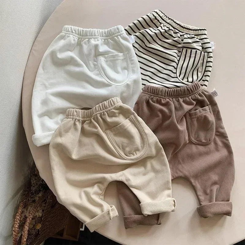 2025Spring Autumn New Baby PP Pants 1-5Y Boys Girls Cotton Striped Loose Harem Trousers Toddler Daily Infant Wear Kids Clothing
