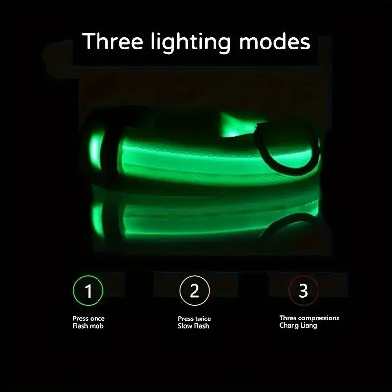 Light Up LED Pet Dog Collar Safety Night Walking Flashing Glow In The Dark LED Pet Dog Battery Collar Small Medium Large Dog