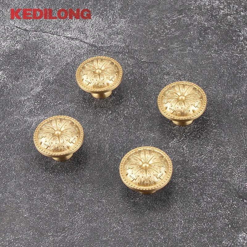 KEDLO Brass handle single hole solid cabinet door light gold European style drawer kitchen shoe cabinet wardrobe brass knob