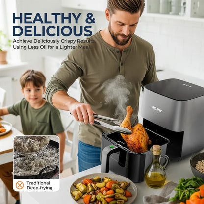 5L Air Fryer with Miui-Cyclone Tech, Electric Hot fryer Oven Oilless Cooker with Touch Control & Nonstick Basket, Visible Window