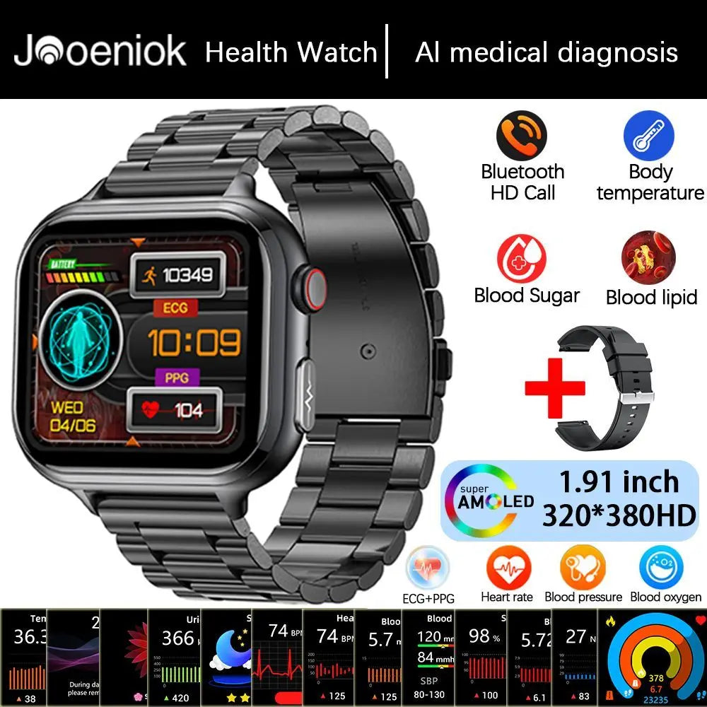 2025New Medical Grade ECG+PPG Smart Watch BMI Body Fat Uric Acid Painless Non-invasive Blood Sugar Monitoring Calling Smartwatch