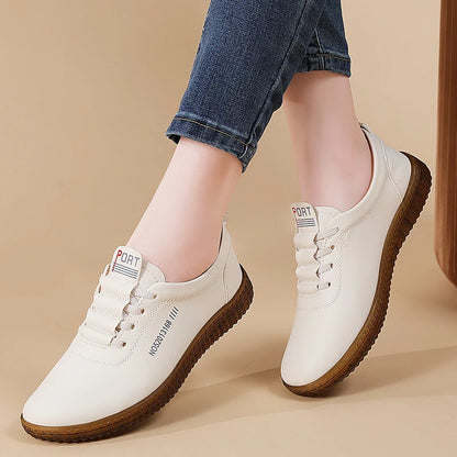 100% cowhide Women's Leather shoes New large size casual sports shoes Fashion  Lightness Women's vulcanized shoes sneakers