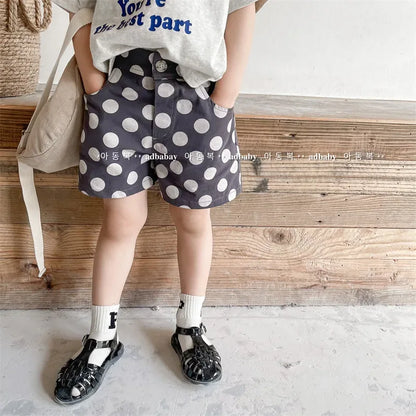 deer jonmi 2022 Summer Baby Girls Polka Dots Shorts Korean Style Children Cotton Trousers Toddlers Kids Casual Shorts
