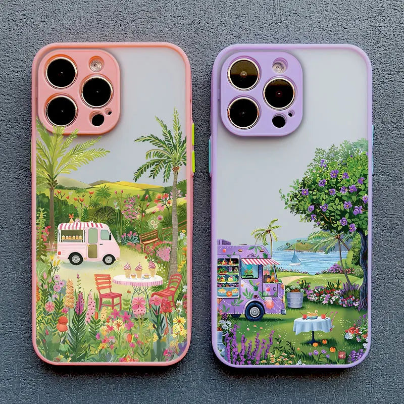 Coconut Tree Phone Case For iPhone 11 12 13 14 15 Pro Max Mini 16 Pro Max X XR XS 7 8 15 Plus SE Summer Scenery Shockproof Cover