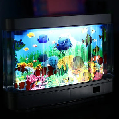 Lampe d'aquarium artificielle avec poissons tropicaux, décoration d'aquarium, océan virtuel en mouvement, veilleuse pour enfants, cadeau d'Halloween ou de Noël. Jouet