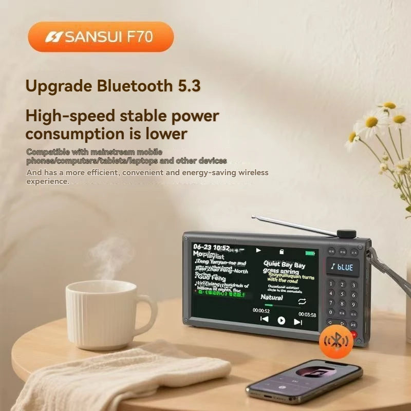 SANSUI F70 new 7-inch high-definition video player with dual card slots one click music selection and ultra long battery life