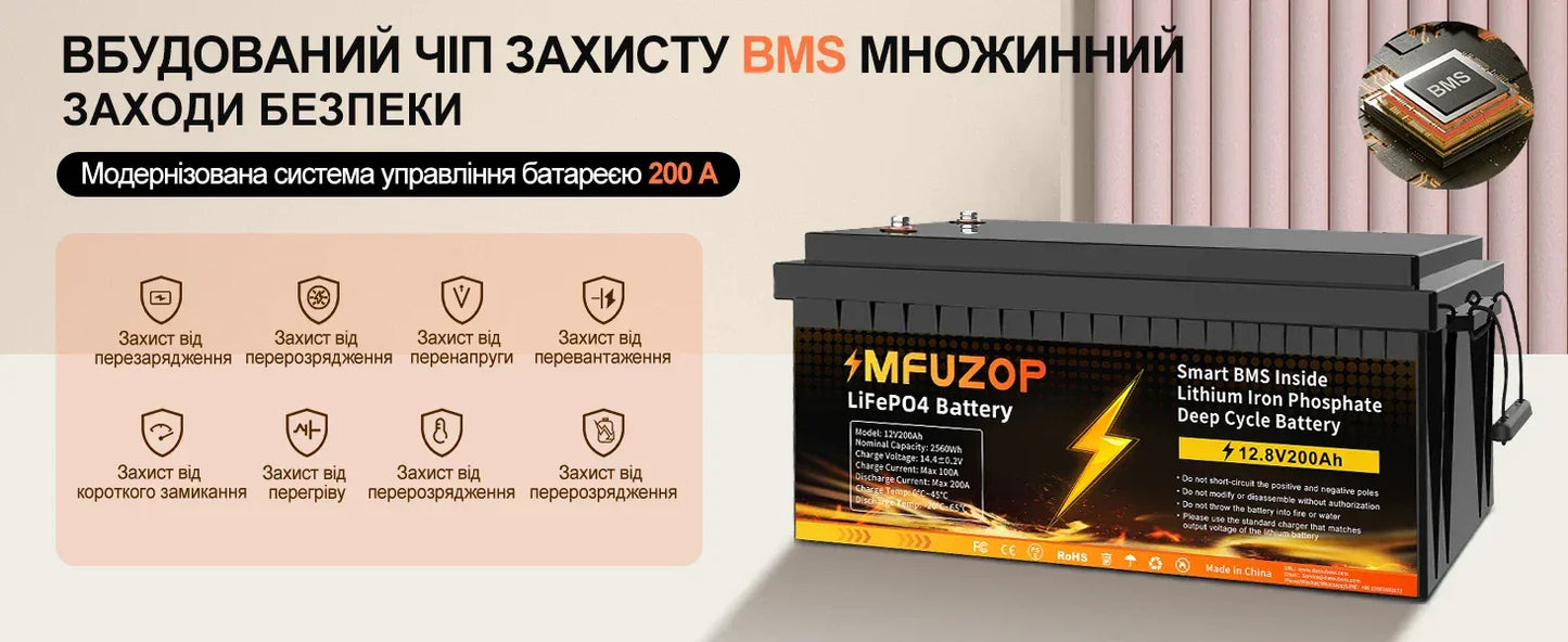 MFUZOP 12V100ah Portable Rechargeable LiFePO4 Battery Built in Smart BMS Deep Cycle 10000+ for RV Solar No VAT