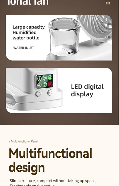 Refrigerating Clip Spray Fan USB Rechargeable Office Dormitory Outdoor Multi-Functional Desktop Clip Fan Moisturizing
