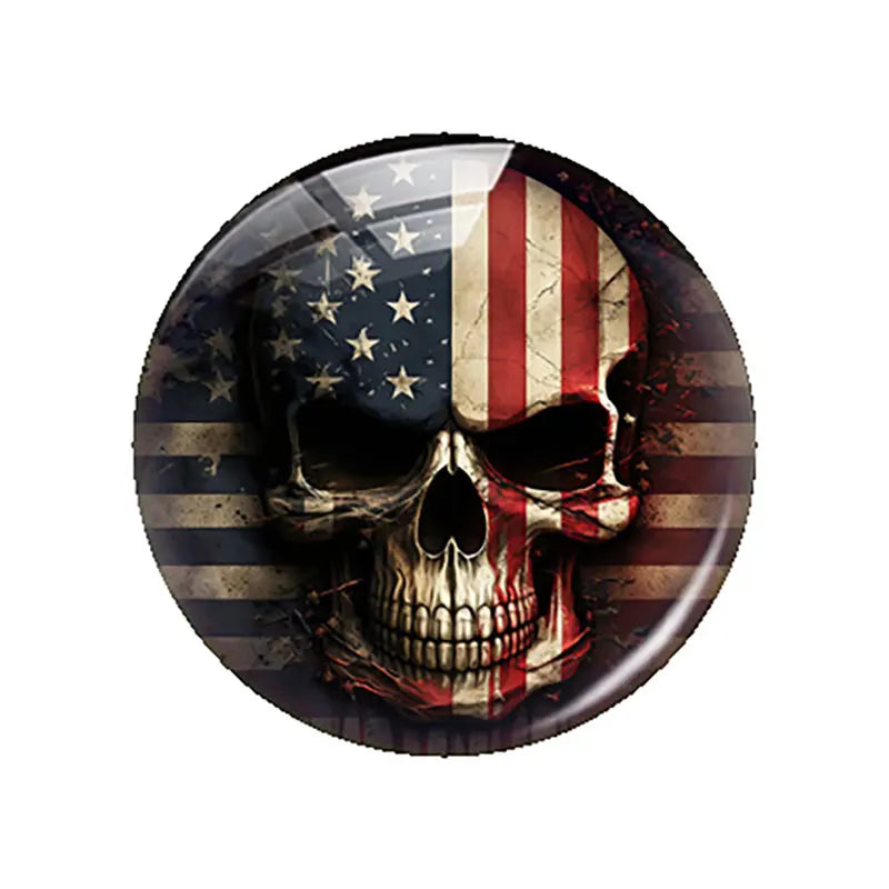 Breloques cabochons en verre à dos plat, style gothique sombre, tête de mort et fleur, pour la création de bijoux DIY. Démonstration de camée à dos plat pour la fabrication de bijoux DIY.