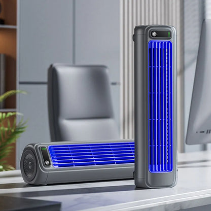 USB Plug-in Portable Tower Fan 3 Speed Desktop Fan 2000mAh Rechargeable Quiet Standing Fan 300x80x80mm Wall Mount Fan