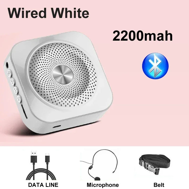 Mini Bee Megaphone Portable Charge Bluetooth4.0 Compatible Megaphone With Lavalier Microphone Waist Hanging Voice Amplifier TF