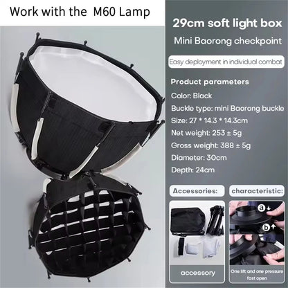 ZU80 COB Photo Studio Light Bi-Color 2500K-8500K LED Video Light CRI95+ TLCI97+ Photography Fill Lighting with Diffuser