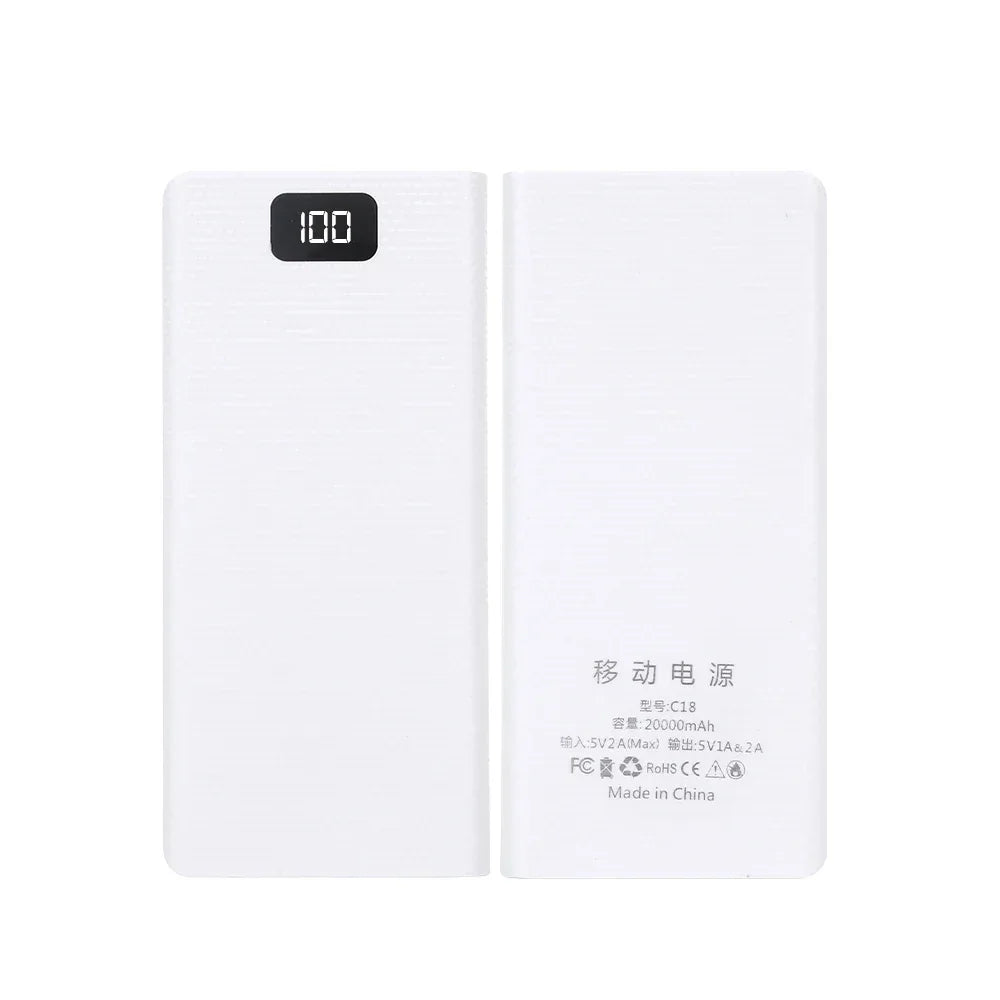Fast Charging 18650 Power Bank 20000mAh USB Type C 5V Cases Battery Charge Storage Box Without Battery For iPhone Xiaomi Huawei