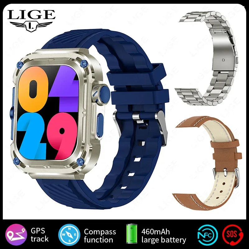 LIGE Smart Watch 2.1 inch AMOLED Health Sports Man Watch Heart Rate Bluetooth Calling Smart watch For Men Women For Android IOS